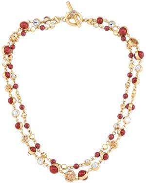 Guess Tone Imitation Pearl & Crystal toggle Necklace - Natural