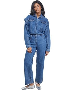Warehouse Tony Denim Jumpsuit - Blue