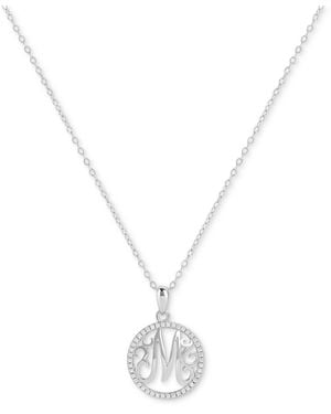 Giani Bernini Cubic Zirconia M Initial Halo 18" Pendant Necklace - White