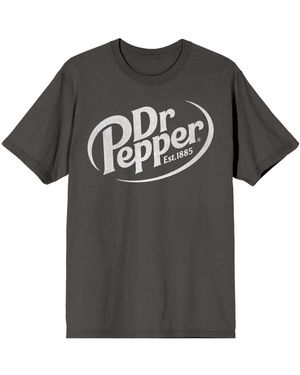 Dr. Pepper White Logo Crew Neck Short Sleeve T-shirt - Gray