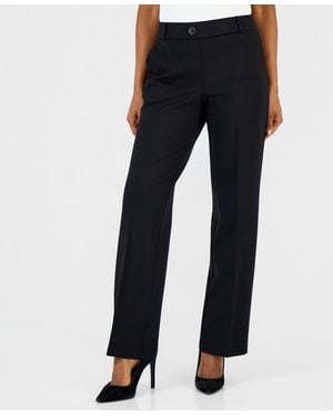 Kasper Mid-rise Pull-on Straight-leg Pants - White