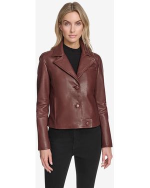 Andrew Marc Black Label Paluma Blazer Leather Jacket - Red