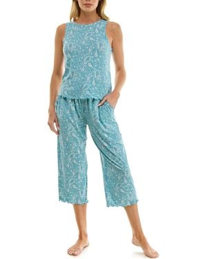 Roudelain Variegated Rib Tank Top & Pants - Blue