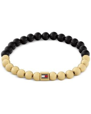 Tommy Hilfiger Gold-tone Colored Beaded Bracelet - Black