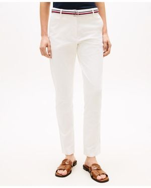Tommy Hilfiger Twill Slim Belted Chinos Pants - White