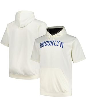 Profile Brooklyn Dodgers Big Tall Cooperstown Collection Contrast Short Sleeve Pullover Hoodie - White