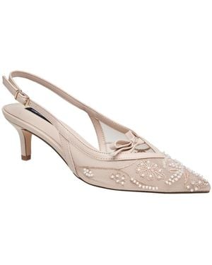 French Connection Quinny Embroidered Bead Heel - White