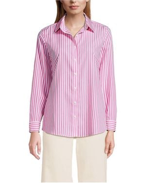 Lands' End No Iron Button Front Shirt - Pink