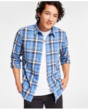 Sun & Stone Sun + Stone Diego Plaid Long-sleeve Shirt - Blue