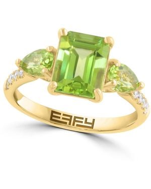 Effy Peridot And Diamond Emerald And Pear-cut Ring (6-3/4 Ct. T.w. - Metallic