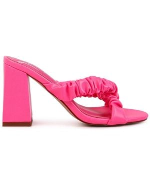 LONDON RAG Page 3 Scrunchie Strap Block Sandals - Pink