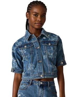 Steve Madden Collared Front Button Jacket - Blue