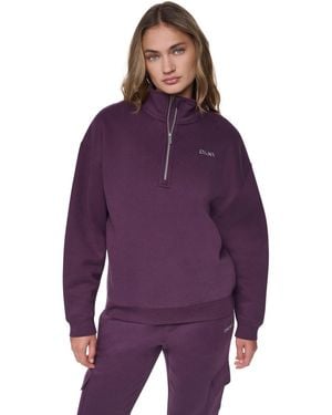 DKNY Metallic Bubble Logo Zipper Sweatshirt - Purple