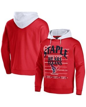 NFL Properties Nfl X Staple Houston Texans Oversized Gridiron Vintage-like Wash Pullover Hoodie - Red