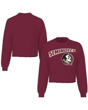 Spirit Jersey Florida State Seminoles Slouchy Cropped Long Sleeve T-shirt - Red