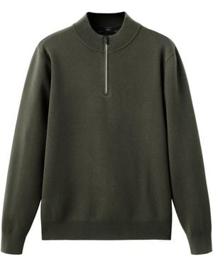 Mango Jersey Luxusp Quarter-zip Slim-fit Sweater - Green