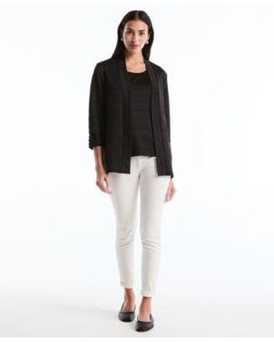 Rafaella Petite Ottoman Knit Cardigan Sweater Sleeveless Top - Black
