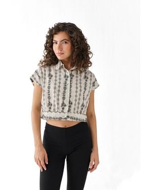 REISTOR Oversized Crop Shirt - White
