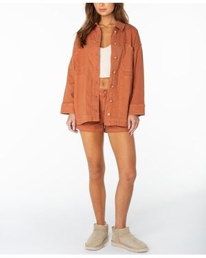 Roxy Lost Treasure Oversized Vintage-inspired Shirt Jacket - Orange