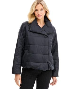 Eileen Fisher High Collar Puffer Quilted Jacket - Black