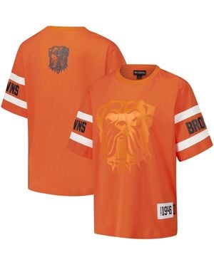The Wild Collective Cleveland Browns Drop Shoulder T-shirt - Orange