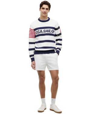 Tommy Hilfiger Us Sailing Stripe Crewneck Sweater - White