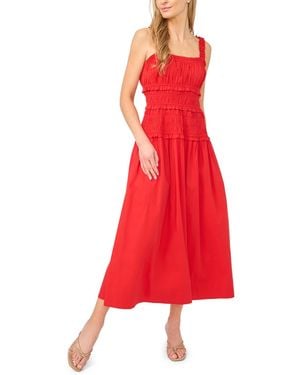 Cece Ruffled Strappy Smocked Midi Dress - Red