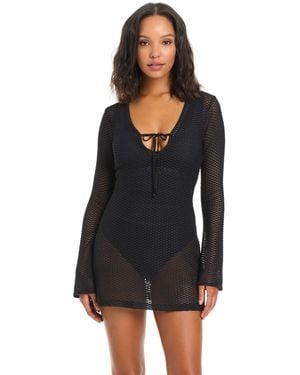BarIII Sunkissed Babe A-line Swim Cover-up Dress - Black