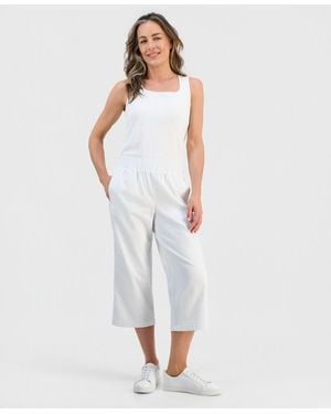 Style & Co. Petite Pull-on Wide-leg Capri Pants - White