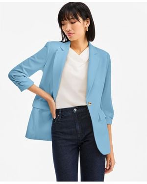 INC International Concepts 3/4-sleeve Single-button Blazer - Blue