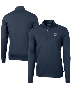 Cutter & Buck New York Yankees Big & Tall Virtue Eco Pique Quarter-zip Jacket - Blue
