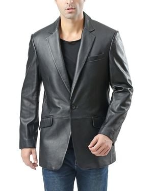 BGSD Men John One-button Leather Blazer - Gray