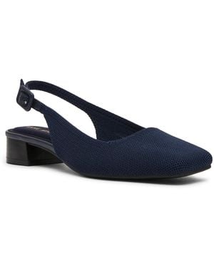 Anne Klein Reel Square Toe Slingback Knit Pumps - Blue