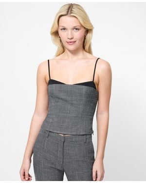 French Connection Owen Plaid Suiting Corset Top - Gray