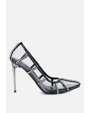 LONDON RAG Diamante Clear Stiletto Heel Pumps - White