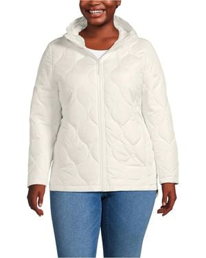 Lands' End Plus Size Featherfree Onion Quilted Insulated Jacket - White