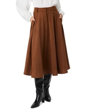 French Connection Sonja Flare Midi Skirt - Brown