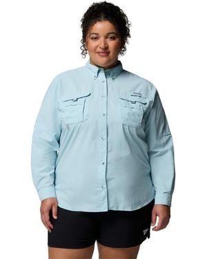 Columbia Pfg Plus Size Long-sleeve Outdoor Shirt - Blue