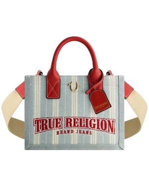 TRUE RELIGION Stripe Modern Tote - Red