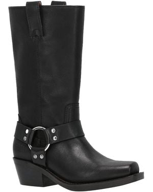 FRYE and CO Lorrie Harness Stacked Heel Boots - Black