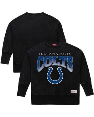Mitchell & Ness Indianapolis Colts Delineate Mineral Wash Crewneck Sweatshirt - Black