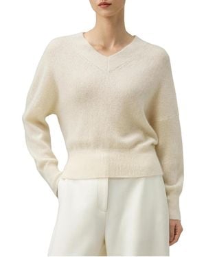 LILYSILK Cashmere-blend Oversized V-neck Sweater - White