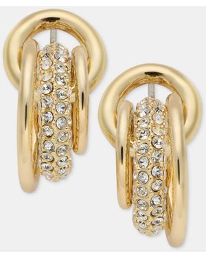 DKNY Gold-tone Crystal Pave Shaky Ring Doorknocker Earrings - Metallic