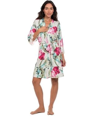 Linea Donatella Tulip Garden Print Knit Wrapper - Red