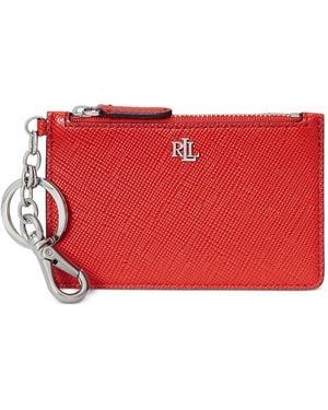 Ralph Lauren Full-grain Leather Key-ring Small Zip Card Case - Red