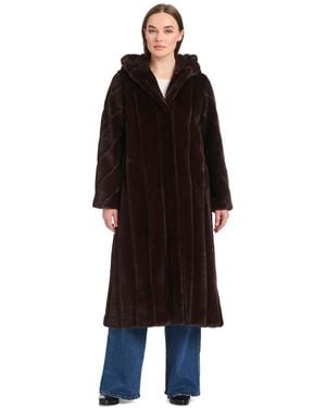 Jones New York Hooded Faux-fur Coat - Black