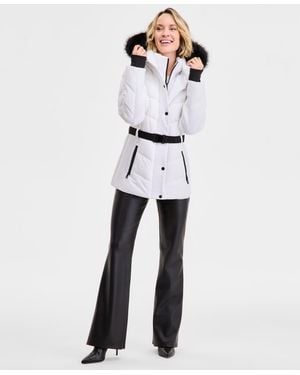 Michael Kors Michael Faux-fur-trim Hooded Puffer Coat - White
