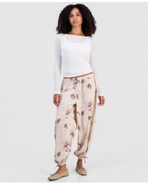 And Now This Floral-print Tie-hem Balloon Pants - White