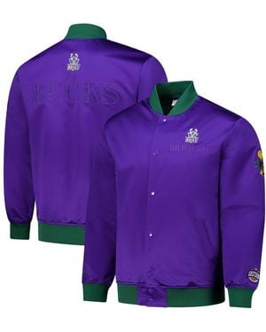 Mitchell & Ness Milwaukee Bucks Hardwood Classics Team Og 3.0 Lightweight Satin Full-snap Jacket - Purple