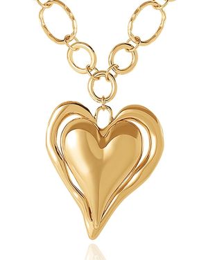 BCBGeneration Linked Chain Heart Pendant Necklace - Metallic